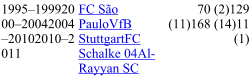 1995–19992000–20042004–20102010–2011 FC São PauloVfB StuttgartFC Schalke 04Al-Rayyan SC 70 (2)129 (11)168 (14)11 (1)